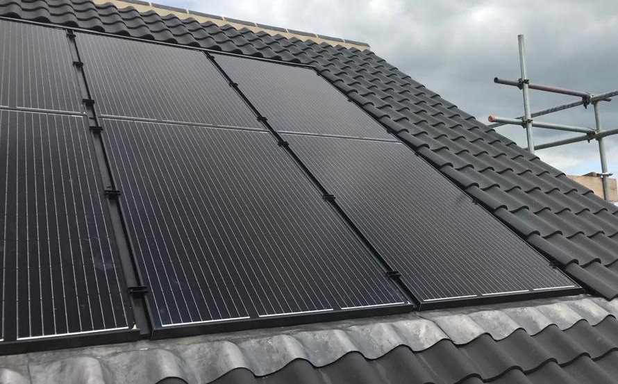 Solar panel installation on a roof in Norfolk