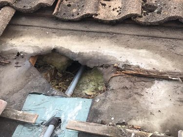 Roof tiles being repaired